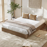 Garvee California King Size Wood Platform Bed Frame, Fluted Minimalist Bed Base, Low Profile, Walnut - Walnut