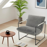 Garvee Sling Accent Chairs Mid Century Modern Metal Frame Cozy Reading Chair Oversized Comfy Armchair Linen Corduroy - Corduroy | Dark Grey