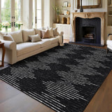 Garvee 9x12 Living Room Rug Non-Slip Washable Striped Area Rug Black and White - Black & White-Double Stripes