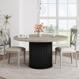 Garvee 47" Round Dining Table with Waveform Metal Pedestal Base for Kitchen and Dining Room, 47 Inch, Black