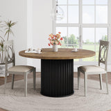 Garvee 47" Round Dining Table With Sturdy Waveform Metal Pedestal Base For Dining Room Kitchen, Seats 4-6, Farmhouse Style, White - Retro Color