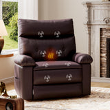 Garvee Oversized Leather Recliner Chair Heat and Massage Swivel Rocker Manual Recliner for Adults Living Room Black - Brown