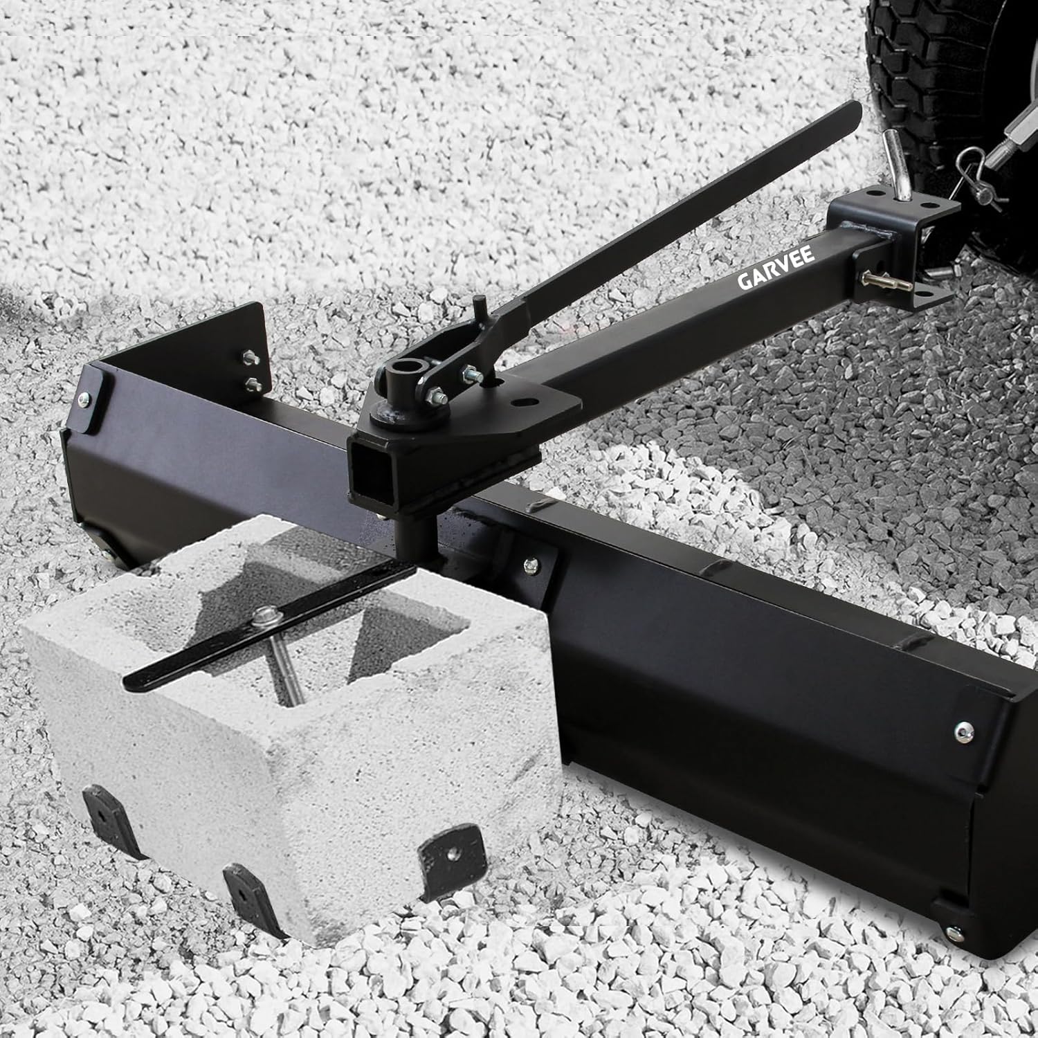 Garvee 42" Tow Behind Box Scraper Lawn Tractor Attachments with Tractor Box Blade Hitch Tow Fit for ATV UTV, Black