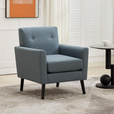 Garvee Fabric Accent Chair Button Tufted Mid Century Modern Upholstered Sofa Chair Blue for Living Room Bedroom Study Office - Blue