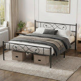 Garvee Full Size Metal Bed Frame With Unique Fist Design Headboard And Footboard, Platform Bed With Under Storage, Black - Black (Fist Design)