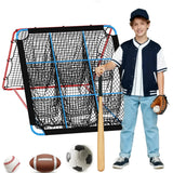 Garvee Baseball Rebounder Net 12-Angle Pitching Net with 9-Pocket Target Multi-Sport Training Portable Foldable - ‎Red