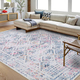 Garvee Boho Multicolor 9x12 Washable Large Area Rugs for Bedroom Indoor Soft Anti-Slip Rug Vintage Distressed Floor Carpet Low Pile Non-Shedding Foldable Thin Rug for Living Room Home Office - Multicolor
