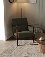 Garvee Modern Sherpa Accent Chair with Lumbar Pillow Solid Wood Frame for Living Room Bedroom Office Green - Green-Sherpa