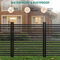 Garvee Outdoor Privacy Fence Panels Metal Rustproof No-Dig Design Decorative Pattern Connectable for Yard & Flower Bed 48"x71" Black