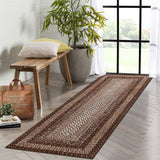 Garvee Modern Braided Print Rug 2x8 Runner Ultra-Thin Washable Non-Slip Brown - Brown