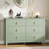 Garvee Fluted Dresser 6-Drawer Wood Chest for Bedroom Living Room Hallway 47.2 Inch Green