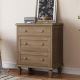 Garvee 4 Drawer Dresser Vintage Bedroom Storage Light Brown Wood Carved Handles Tapered Legs - Light Brown