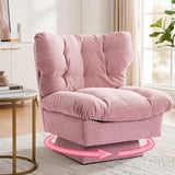 Garvee Chenille Swivel Accent Chair 360° Rotation Oversize Base 20.8in Extended Seat Cozy Cotton Filling Living Room Bedroom Office - Pink