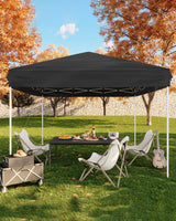 Garvee Outdoor Pop-Up Canopy Tent 10x10ft Waterproof 210D Oxford Fabric Adjustable Height Portable Wheeled Bag Camping Events - Negro