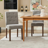 Garvee 2-Pack Tufted Upholstered Dining Chairs Gray Fabric Accent Chairs Wooden Legs Dining Room Living Room