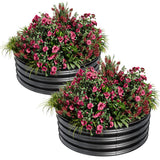 Garvee Round Raised Garden Bed 2PCS 2x1ft Galvanized Metal Kit with Rust Protection Black for Vegetables Fruits Flowers - Black