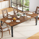 Garvee Large Dining Table for 6-8 People, 79" Wooden Kitchen Table with Sturdy Metal Frame, Dining Room Table, Black Leg & Retro Style - Black Leg & Retro