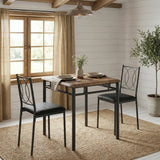 Garvee Farmhouse Dining Table Set for 2 with Upholstered Chairs, Space-Saving Kitchen Furniture, Small Apartment, Brown - Retro Color
