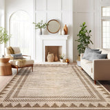 Garvee Washable 9x12 Area Rugs Non Slip Modern Solid Bordered Rug Taupe for Living Room Bedroom Dining Room Nursery Farmhouse - Taupe