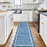 Garvee Washable Runner Rug 2x6ft Scalloped Edge Non-Slip Stain-Resistant Polyester Soft Low Pile Durable for Bathroom Kitchen Hallway - Scalloped|Blue