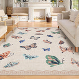 Garvee Butterfly Area Rug 8x10, No Slip Washable Rug, Modern Bedroom & Living Room, Apricot - Khaki
