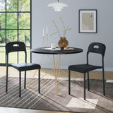 Garvee Dining Chairs Set of 2 Stackable Modern Kitchen Chairs Plastic Metal Legs Indoor Outdoor Black