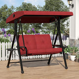 Garvee 2-Seat Outdoor Patio Porch Swing with Canopy, Thickened Cushions, Cup Holders, Backyard, Porch, Garden, Red - Red