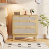 Garvee Rattan Nightstand with Drawers, Modern Large Bedside Table Night Stand for Bedroom, Light Oak