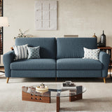 Garvee 84" Sofa 3 Seater Couch Modern Loveseat Boucle Upholstered Dark Blue for Living Room Bedroom Office