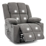 Garvee Manual Recliner Chair with Heating & Massage, Ergonomic Overstuffed Fabric, Q235 Steel Frame, Living Room Bedroom, 21-Inch Wide, Neutral Color - 35Yl-Gray