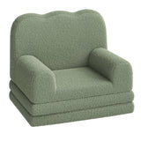 Garvee Kids Couch 2-in-1 Convertible Toddler Sofa Lounger Green Wavy Soft Sherpa Foam - Green Wavy