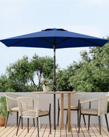 Garvee 7.5FT Outdoor Patio Umbrella Table Market with Push Button Tilt and Crank, 6 Sturdy Ribs, UV Protection, Waterproof, Navy Blue for Garden, Deck, Backyard, Pool