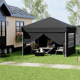 Garvee 10x10 Pop Up Canopy Tent with 4 Waterproof Sidewalls, Portable Outdoor Tent for Camping, Beach, Backyard, Instant Setup, Silver - Black