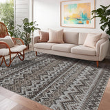 Garvee Washable Boho Rugs for Living Room and Bedroom, Non-Slip Brown Low Pile Soft Touch, Stain Resistant Floor Cover for Nursery and Playroom - Brown