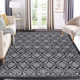 Garvee Modern Rugs for Bedroom 5x7 Washable Rug Indoor Floral Print Mat Non-Slip Living Room Rug Boho Low Pile Non-Shedding Carpet Easy-Cleaning Floor Carpet for Living Room Home Office Black - Black
