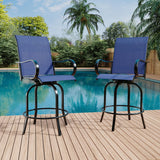 Garvee 2 Piece Outdoor Swivel Bar Chairs, Patio High Swivel Bar Stools with Armrest, 30 Inch, All Weather Textilene Fabric