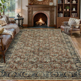 Garvee Large Living Room Area Rug 8x10 Red - Machine Washable Vintage Boho Distressed Non-Shedding Low Pile Oriental Carpet for Bedroom Nursery Classroom Dorm - Disitressed|Red