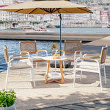 Garvee 4-Piece Garden Lounge Chairs Set Rattan Outdoor Seating Weatherproof PE Rattan Cushions Metal Frame Ergonomic Design Patio Balcony - Weiß-4 Stück