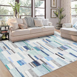 Garvee Area Rug 8x10 Large Checkered Rug Modern Geometric Rugs for Living Room Bedroom Boho Office Rug Blue - Blue