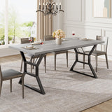 Garvee 70.9 in Large Dining Room Table for 6 with Heavy Duty Metal Legs, Farmhouse Wooden Table, Grey, Rectangular Kitchen Table