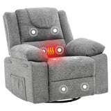 Garvee Oversized Massage Rocker Recliner Chair for Adults, 360° Swivel, Vibration Massage & Heating, Side Pocket, Grey, 35.4"W x 28.3"D x 41.7"H