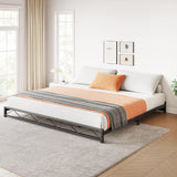 Garvee Heavy Duty King Size Metal Platform Bed Frame, 6 Inch Low Profile, Durable Steel Slats, Modern Wave Design, Black