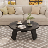Garvee Round Coffee Table Black, Modern Center Table with Inclined Legs for Living Room and Bedroom, 33.5x33.5x15.75 inches - Black