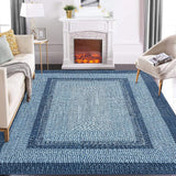 Garvee Braided Collection Area Rug 5x7 Washable Blue Modern Low Pile Non-Slip Indoor Carpet - Blue
