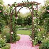 Garvee 85 Inch Garden Arbor Arch Solid Wood Wedding Arch Ceremony Backyard Rustic Plant Trellis Brown