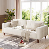 Garvee 3-Seater Sofa Couch Faux Leather Spring Cushion Modern Living Room Bedroom Apartment Office Beige 83 in Wide - Beige