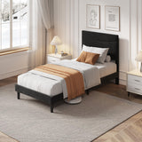 Garvee Twin XL Size Velvet Upholstered Bed Frame with Headboard, Under-Bed Storage, Black, Noise-Free, Easy Assembly - Black