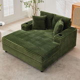 Garvee Oversized Chaise Lounge Chair Indoor 56x60 in Green Comfortable Corduroy Sofa with Charging Ports & Cup Holders for Bedroom Living Room Apartment - Corduroy | Green