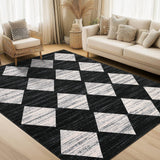Garvee 8x10 Black Washable Rug Neutral Bedroom Rug Geometric Checkered Rugs for Living Room Classroom Office Carpet Black and White - Checkered|Black & White