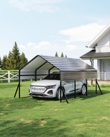 Garvee 10'x15' Metal Carport Heavy Duty Car Ports Kit for Pickup Trucks Boats RVs Tractors Reinforced Frame with Anchors